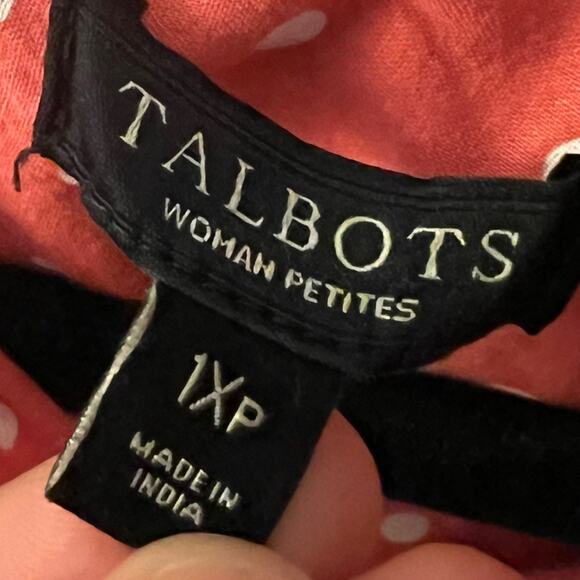 Talbots 1X Pink Polka Dot Button-Down Shirt - Excellent Condition - Picture 5 of 10